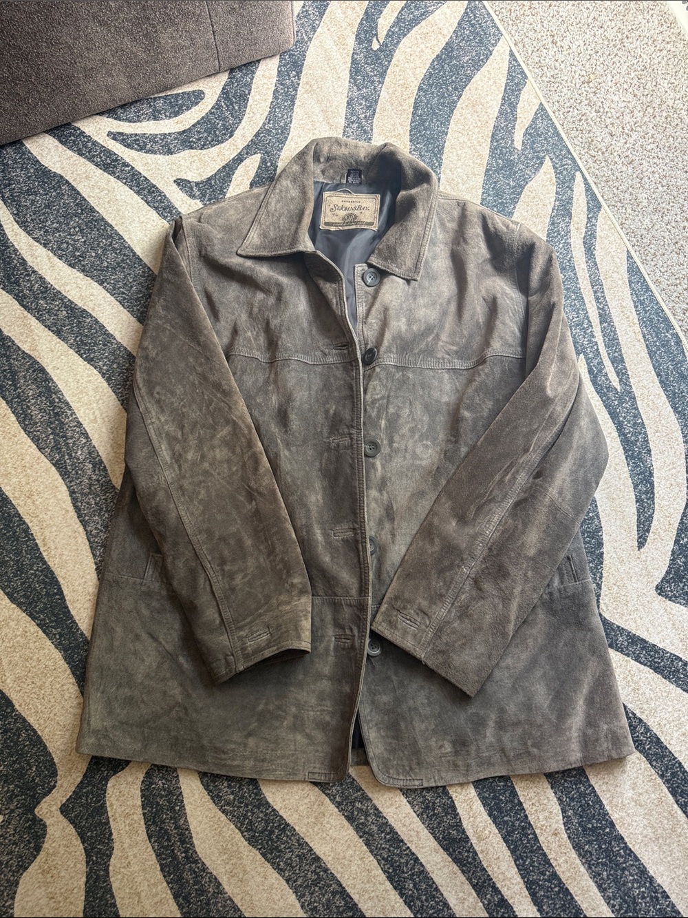 Vintage St. John’s Bay Suede Leather Suede Jacket Grey - Size Petite Large